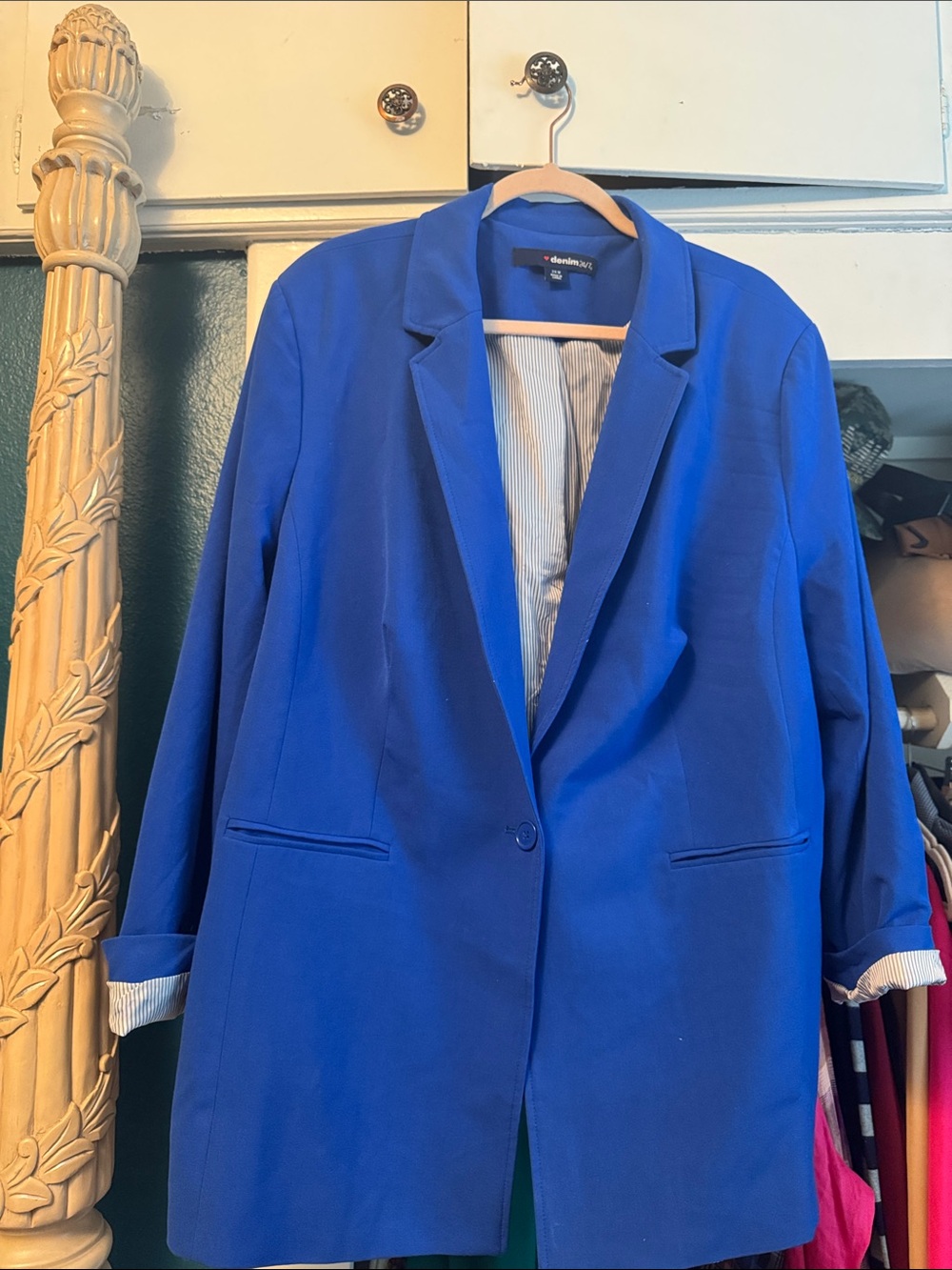 Denim 24/7 Royal Blue Single-Button Blazer